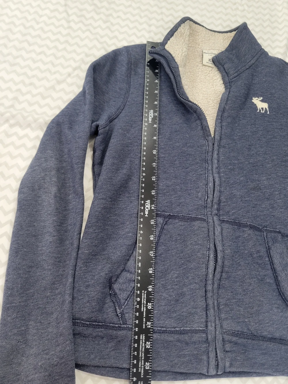 Abercrombie kids Navy Full-Zip Sherpa-Lined Jacket Size XL